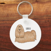 Porte-clés Chih tzu long cheveux dessin de chien (Recto)