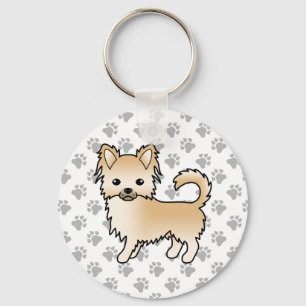 Porte-clés Chihuahua à poil long fauve Chien de dessin animé