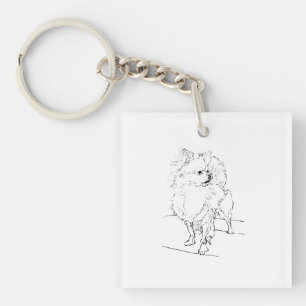 Porte-clés Chihuahua à poils longs - Illustration de chien mi