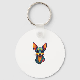 Porte-clés Chihuahua Abstraite peinture couleur mignon chien
