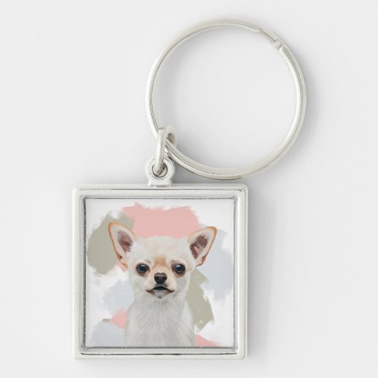 Porte-clés Chihuahua blanc mou (Devant)