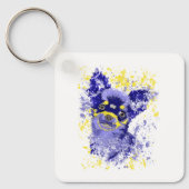 Porte-clés Chihuahua bleu abstrait (Recto)