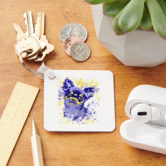 Porte-clés Chihuahua bleu abstrait (Bureau)