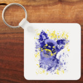 Porte-clés Chihuahua bleu abstrait (Recto)