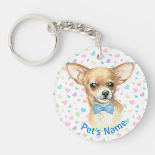 Porte-clés Chihuahua Blue Bowtie Porte - clé personnalisé
