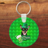 Porte-clés Chihuahua Chien Chiot Chiot St. Patrick's Day Clov (Recto)