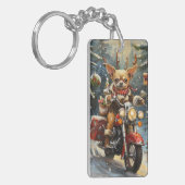 Porte-clés Chihuahua Chien équitation moto Noël (Devant gauche)