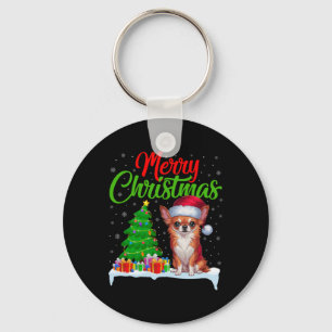 Porte-clés Chihuahua Chien Noël Lumières des arbres Noël Noël