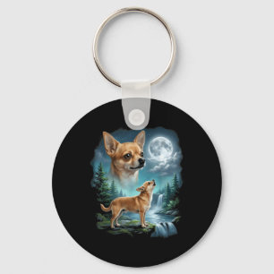Porte-clés Chihuahua Chien Nuit au Clair de Lune Art Chihuahu