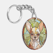 Porte-clés Chihuahua Chig en verre doux (Devant gauche)