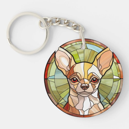 Porte-clés Chihuahua Chig en verre doux (Devant)