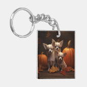 Porte-clés Chihuahua Chiot Automne Citrouille de plaisir (Devant gauche)