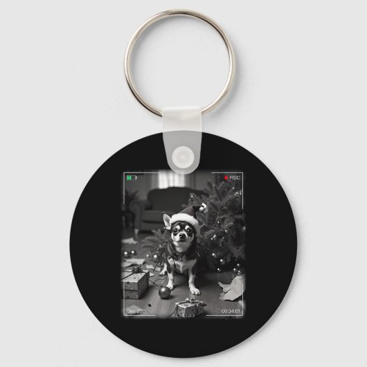 Porte-clés Chihuahua de Noël pris en caméra  (Recto)