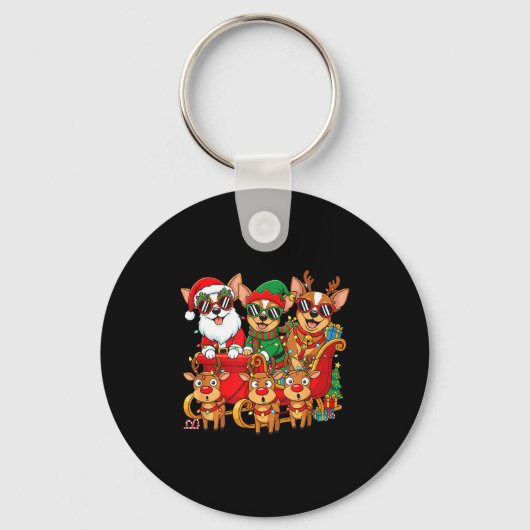 Porte-clés Chihuahua Dog Santa Reindeer Elf Christmas Womens (Recto)