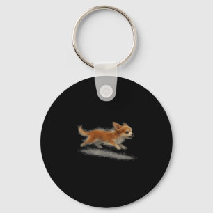 Porte-clés Chihuahua drôle courant mignon mème d'art de cours