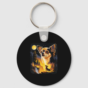 Porte-clés Chihuahua hurlant à la lune vintage drôleChihuah