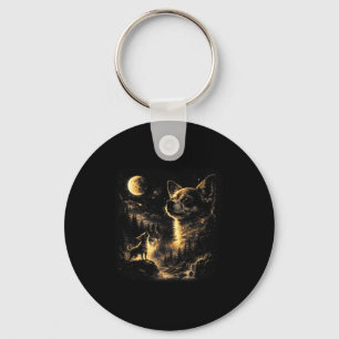 Porte-clés Chihuahua hurlant à la lune vintage rétro 90s
