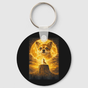 Porte-clés Chihuahua hurle à la Lune Vintage Drôle de Chien