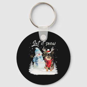 Porte-clés Chihuahua Long Haie Chien Père Noël Noël Snowman