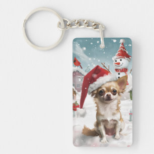 Porte-clés Chihuahua Merveilleux Noël Joyeux Noël