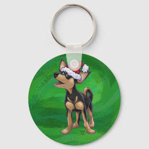 Porte-clés Chihuahua Noël sur le gazon