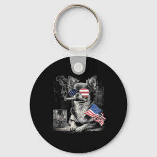 Porte-clés Chihuahua Papa Chien Patriote Drapeau Américain Ju