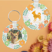 Porte-clés Chihuahua Pastel Orange Silhouette Custom Photo