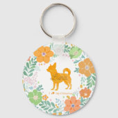 Porte-clés Chihuahua Pastel Orange Silhouette Custom Photo (Recto)