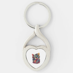Porte-clés Chihuahua peinture Abstraite couleur mignonne chie
