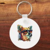 Porte-clés Chihuahua peinture Abstraite couleur mignonne chie (Recto)