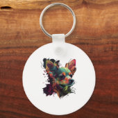 Porte-clés Chihuahua peinture Abstraite couleur mignonne chie (Recto)