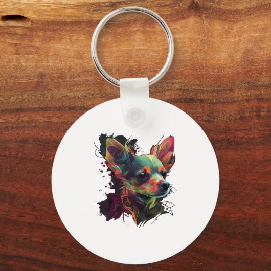 Porte-clés Chihuahua peinture Abstraite couleur mignonne chie (Recto)