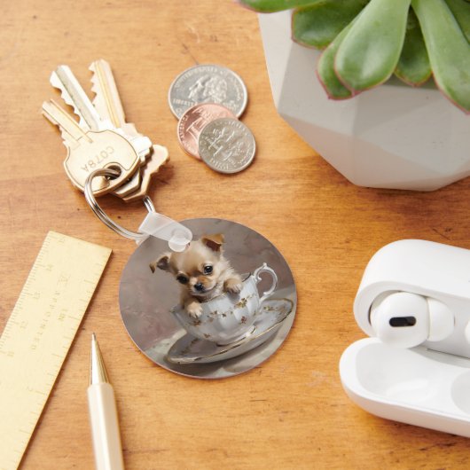 Porte-clés Chihuahua Puppy Dans Une Peinture À Huile De Teint (Bureau)