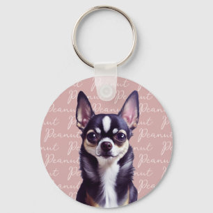 Porte-clés Chihuahua rose personnalisé