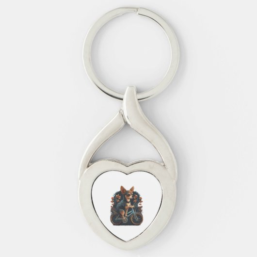 Porte-clés Chihuahua Vélo Chien Chien Cyclisme (Devant)