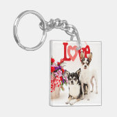 Porte-clés Chihuahua's, Fleurs et Amour (Devant gauche)
