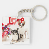 Porte-clés Chihuahua's, Fleurs et Amour (Dos)