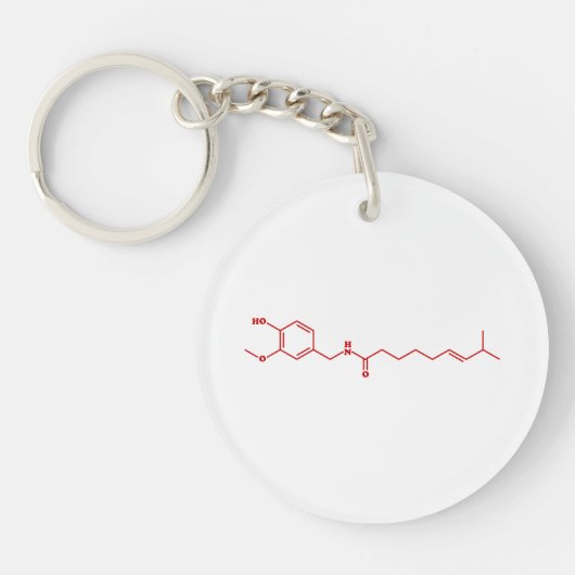 Porte-clés Chili Capsaicin Formule chimique moléculaire (Devant)