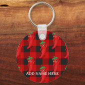 Porte-clés Chili Pepper Buffalo Plaid Motif noir et rouge (Verso)