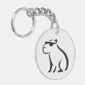 Porte-clés Chill Capybara - Conception de pinceau d'encre sur (Devant gauche)