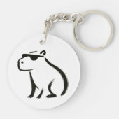 Porte-clés Chill Capybara - Conception de pinceau d'encre sur (Dos)