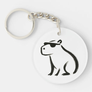 Porte-clés Chill Capybara - Conception de pinceau d'encre sur