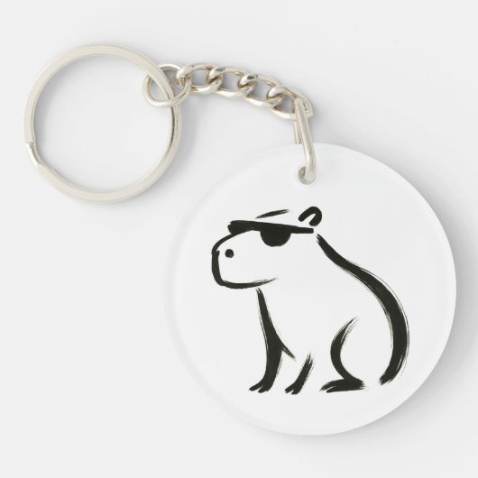 Porte-clés Chill Capybara - Conception de pinceau d'encre sur (Devant)
