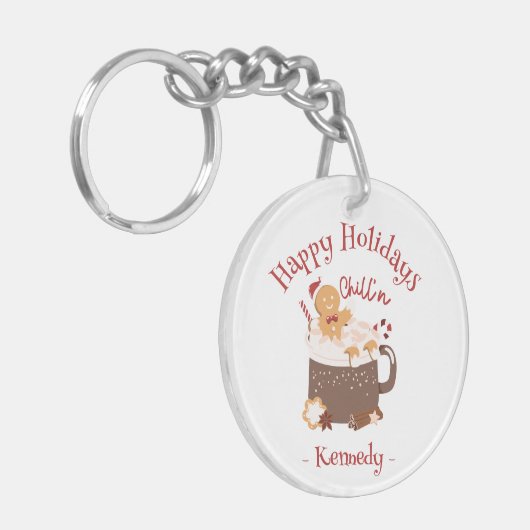 Porte-clés Chillin' Noël Chocolat chaud et pain d'épices (Devant gauche)