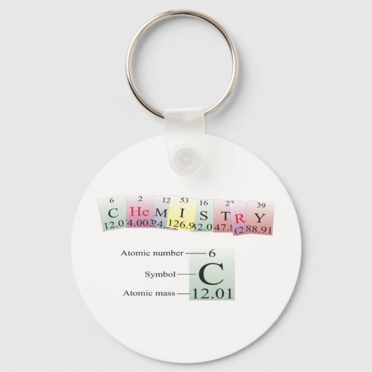 Porte-clés Chimie épelée avec éléments (Recto)