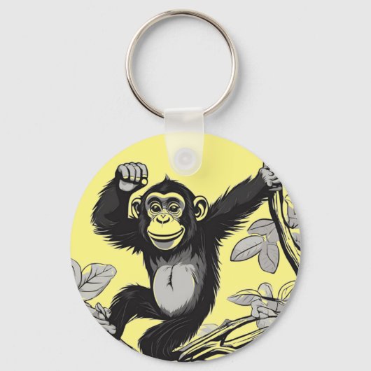 Porte-clés Chimpanzé mignon sur la branche accueille (Recto)