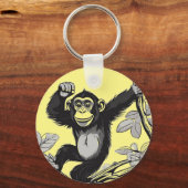 Porte-clés Chimpanzé mignon sur la branche accueille (Recto)