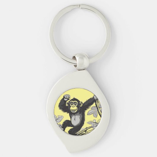 Porte-clés Chimpanzé mignon sur la branche accueille (Devant)