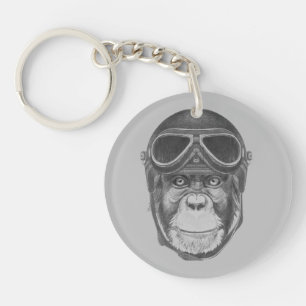 Porte-clés Chimpanzé vintage de casque