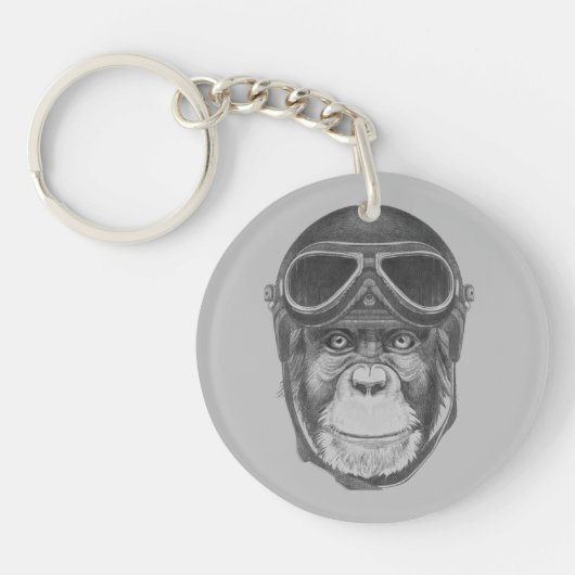 Porte-clés Chimpanzé vintage de casque (Devant)